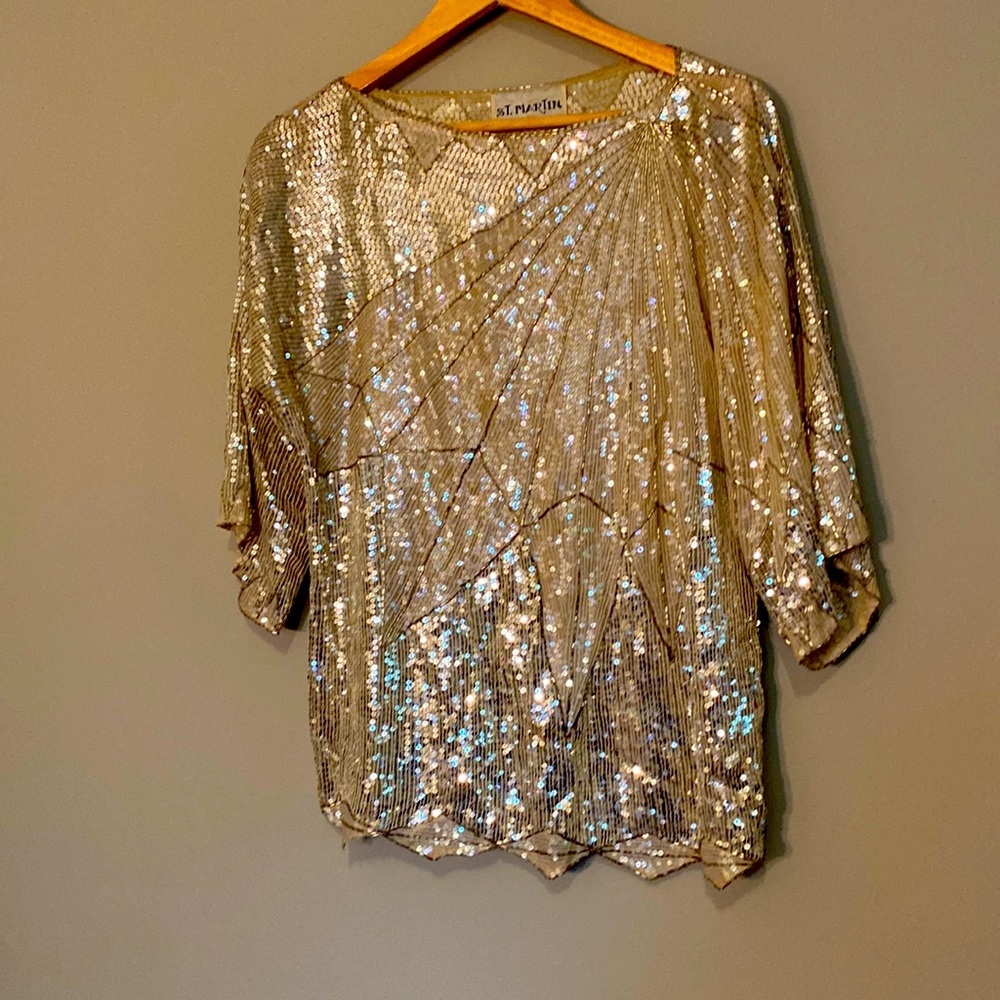 Vintage silver sequence blouse